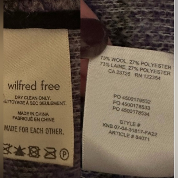 SOLD Aritzia Wilfred Free Autumn Shirt Jacket Crop Purple and Cream Plaid Sz M - Picture 9 of 9